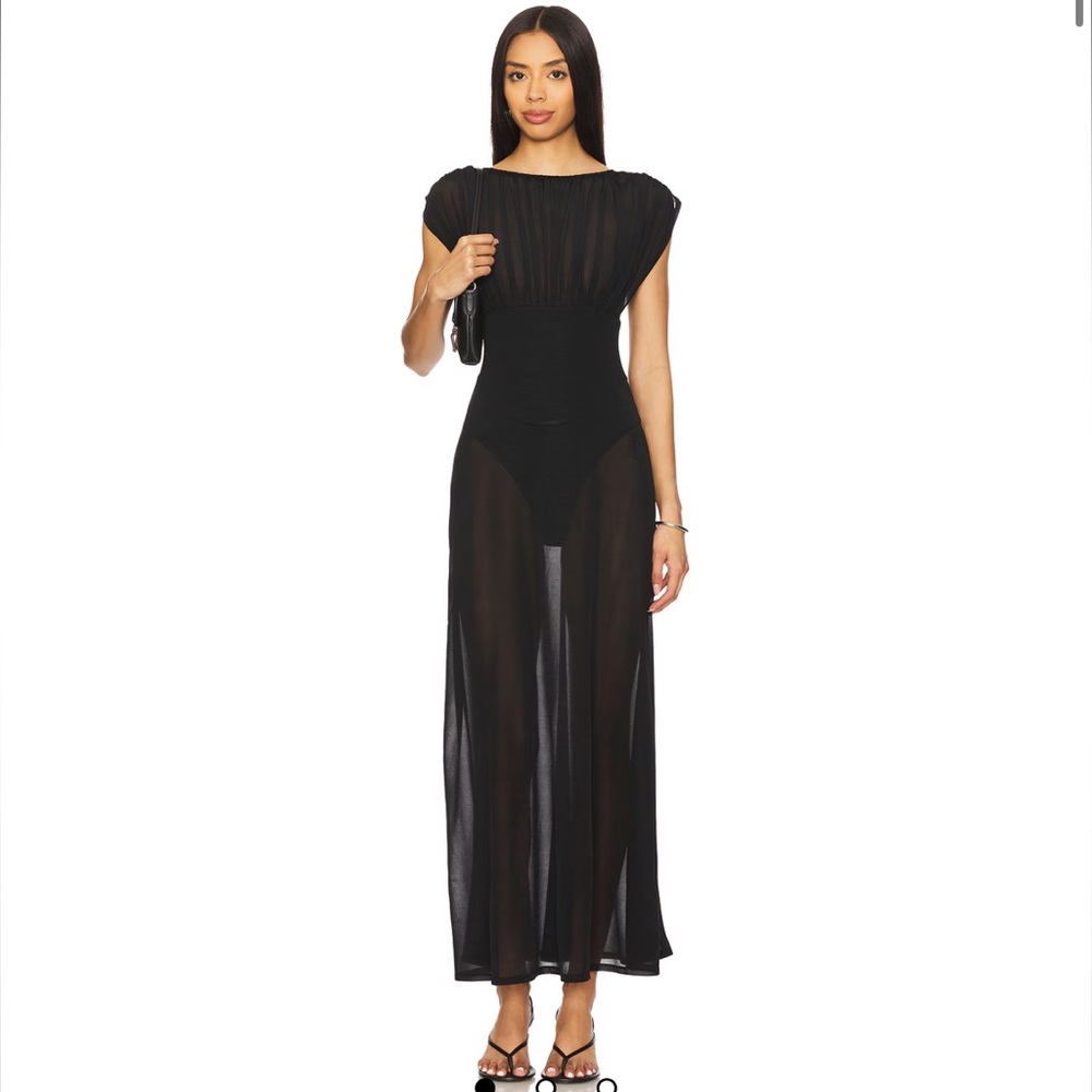 Camila Coelho Black Sheer Maxi Dress